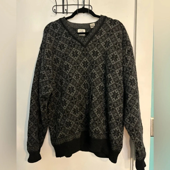 Vintage Gap Men’s size XL 100% Wool, Nordic Ski Sweater Grandpa. Cabincore - Picture 1 of 6